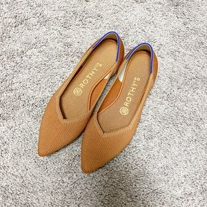 Rothys pointed toe flats in fawn